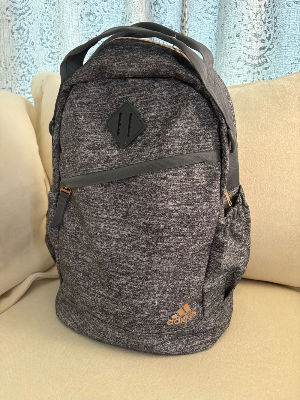 NWOT adidas Gray Heather & Pink Backpack with Rose Gold Hardware